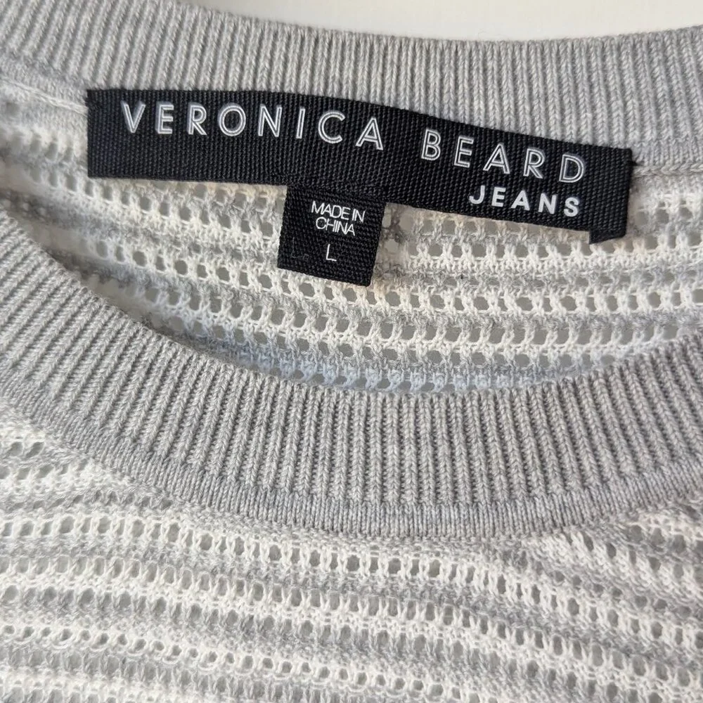 Veronica Beard Jeans Crochet Knit Gray Shirt Size Large - Picture 3 of 7